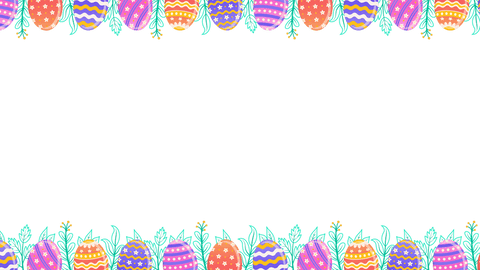 Colorful easter eggs border on transparent background