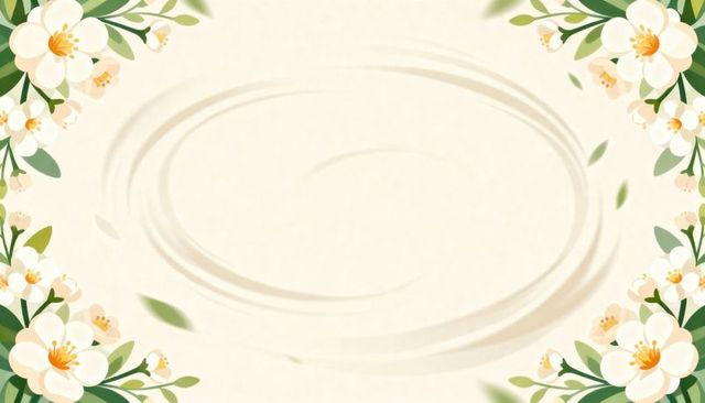 Elegant white blossom frame featuring cream oval center for wedding invitation card design
