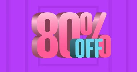 Colorful 80% off discount banner on purple background
