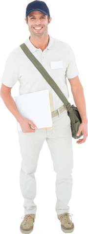 transparent courteous courier smiling with envelopes - Download Free Stock Videos Pikwizard.com