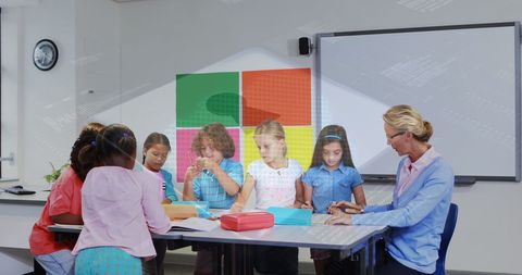 Teacher with Diverse Students in Technological Learning Environment