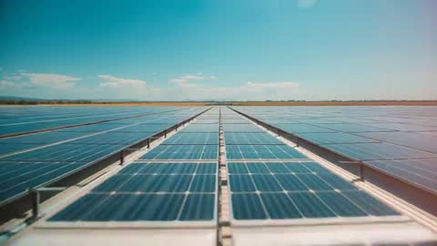 Sunny Day Over Solar Farm Highlighting Renewable Future