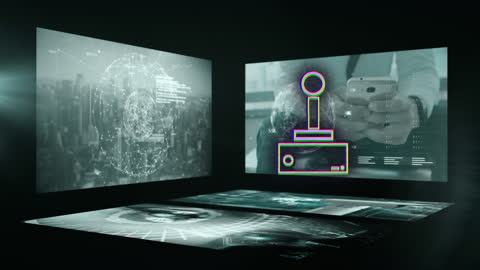 Futuristic Visualization of Data and Game Controller Symbol