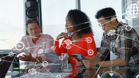 Digital Connection and Collaboration in Office Meeting