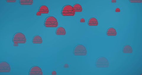 Floating Red Hamburger Pattern Against Blue Backdrop - Download Free Stock Images Pikwizard.com