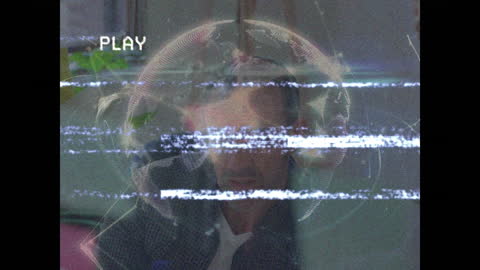 Retro Glitched Media Screen with Spinning Globe
