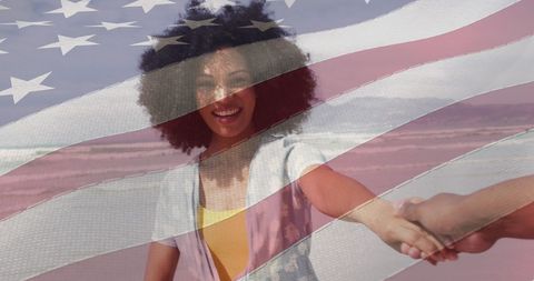American Patriotism with Joyful Couple at the Beach - Download Free Stock Images Pikwizard.com