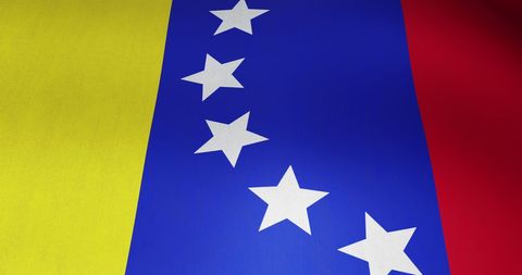 Close-Up of Waving Venezuelan National Flag with Stars