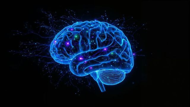 Futuristic 3D Brain with Glowing Neural Network