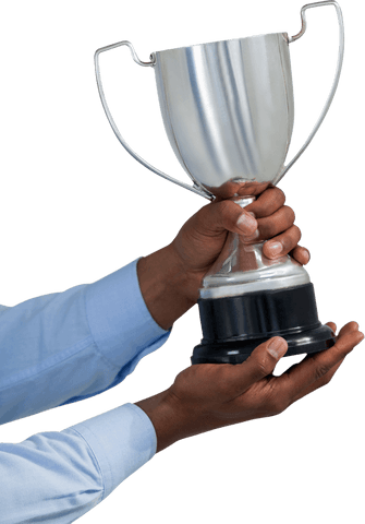 businessman holding silver trophy on isolated transparent background - Download Free Stock Videos Pikwizard.com