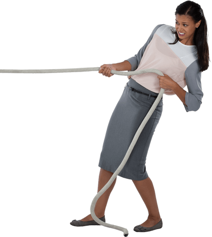 African American Businesswoman Holding Rope Transparent Background