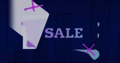 Bold graffiti style stencil sale sign on dark abstract background