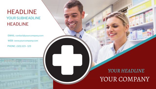 Pharmacists Consulting Patients, Medical Cross Health Service Promotion - Download Free Stock Templates Pikwizard.com