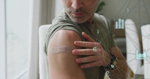 Mature Man Exhibiting Bandage Individualized Digital Healthcare