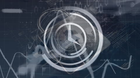 Digital Clock Icon with Data Visualization Overlay