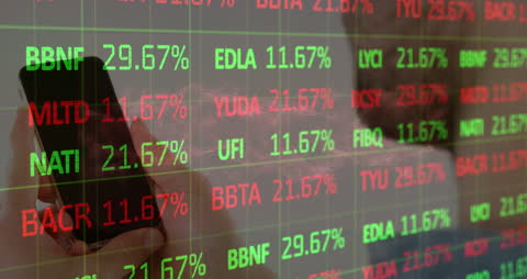 Caucasian Man Using Smartphone Analyzing Financial Data on Screen