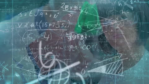 Innovative Science Concept with Diverse Scientist and Mathematical Equations Overlap