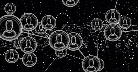 Digital network connections over dna strands symbolizing social media technology