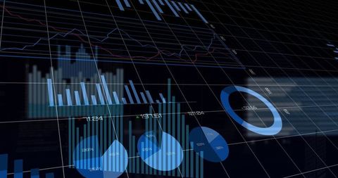 Floating Financial Charts on Virtual Interface Representing Data Analysis