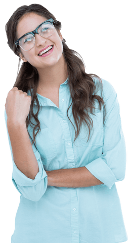 Smiling Young Woman in Glasses with Confident Stance on Transparent Background - Download Free Stock Videos Pikwizard.com
