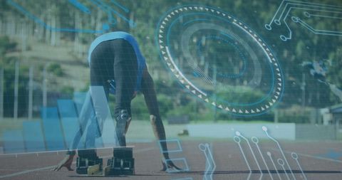Disabled Athlete Ready to Race with Digital Interface Overlay - Download Free Stock Images Pikwizard.com