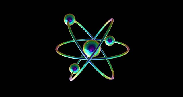 Glowing Atomic Structure on Black Background - Download Free Stock Images Pikwizard.com