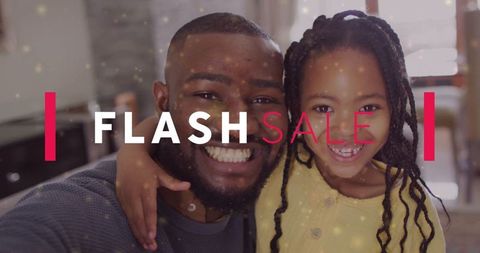 Father and Daughter Hugging During Festive Home Flash Sale