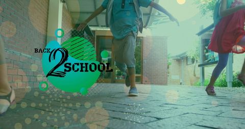 Enthusiastic Children Running Back to School