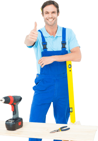 confident carpenter leaning with thumbs up in a transparent background - Download Free Stock Videos Pikwizard.com