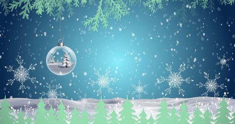 Festive Christmas Bauble and Falling Snow Backdrop - Download Free Stock Images Pikwizard.com