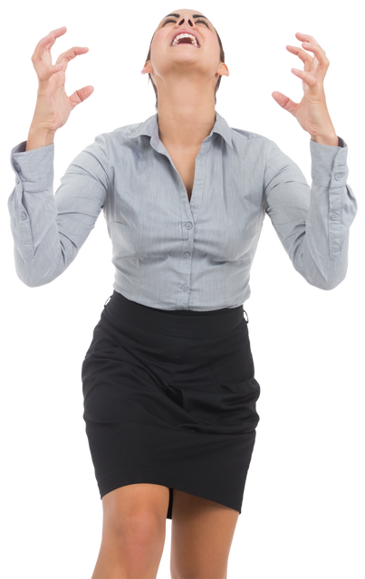 Caucasian Businesswoman Showing Frustration Raising Hands Transparent Background - Download Free Stock Videos Pikwizard.com