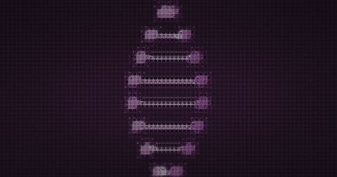 Purple Glitter DNA Representation on Dark Gridded Background