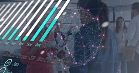 Business Professionals Analyzing Data and Networking in Office Environment