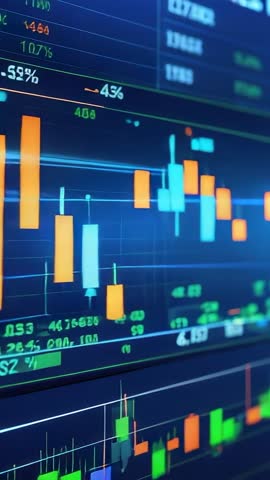 Vertical video showing candlestick chart updating in real time with volume bars