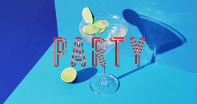 Vibrant Party Cocktail with Neon Text and Limes - Download Free Stock Images Pikwizard.com