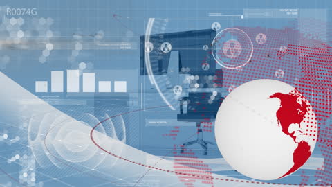 Global Business Data Analysis with Digital World Map Overlay
