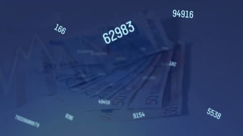 Digital Flow of Euro Banknotes on Stock Market Display