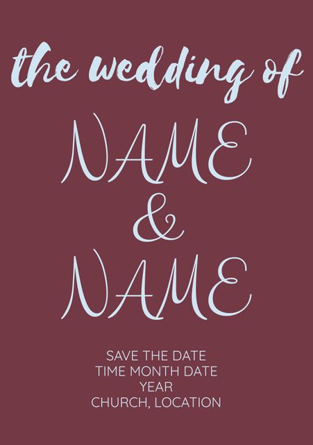 Elegant Maroon Wedding Invite Template with Classic Fonts - Download Free Stock Templates Pikwizard.com