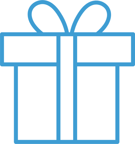 Blue Gift Icon on Transparent Background for Festive Designs
