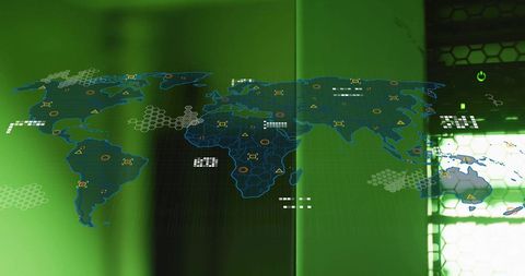 World Map With Digital Data Overlay on Computer Servers - Download Free Stock Images Pikwizard.com