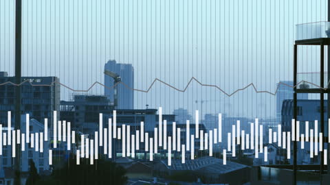 Multiple Graphs Overlay on Cityscape with Clear Sky