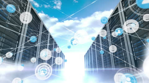 Cloud Data Center with Network Connections and Digital Interfaces