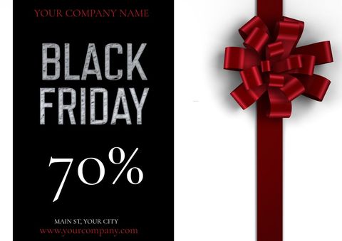 Black Friday Sale Advertisement with Red Gift Ribbon - Download Free Stock Templates Pikwizard.com