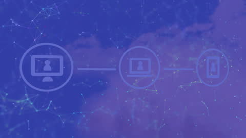 Digital Network of Connections with Icon Overlays