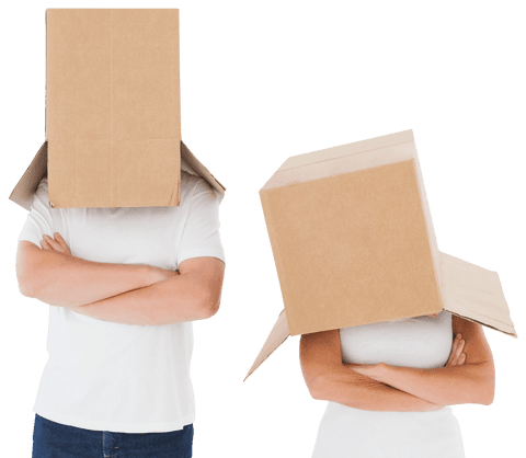 Mature Couple with Cardboard Boxes Over Heads, Transparent Background - Download Free Stock Videos Pikwizard.com