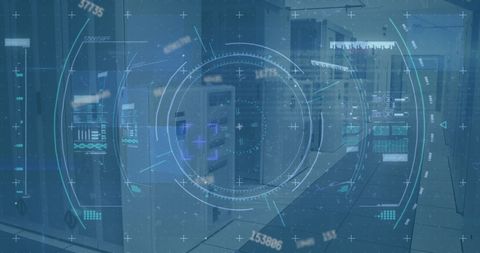 Futuristic Data Processing Interface in a Network Server Room - Download Free Stock Images Pikwizard.com