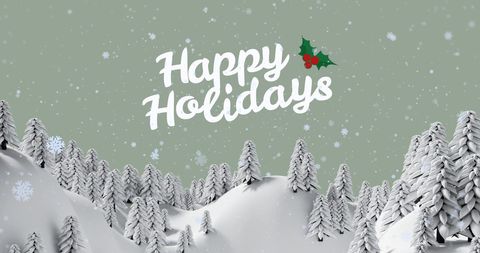 Festive Winter Wonderland with Snow and Holiday Greeting