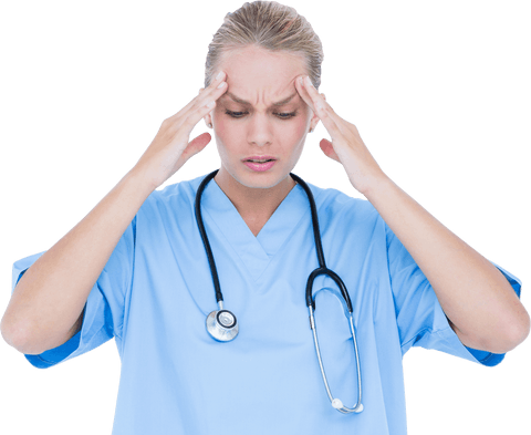 transparent-wearing doctor experiencing headache - Download Free Stock Videos Pikwizard.com