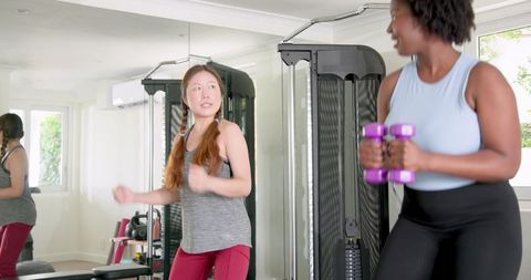 Energetic Workout with Diverse Women at Gym