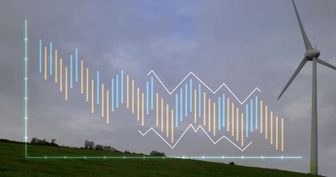 Wind energy stats with turbine landscape